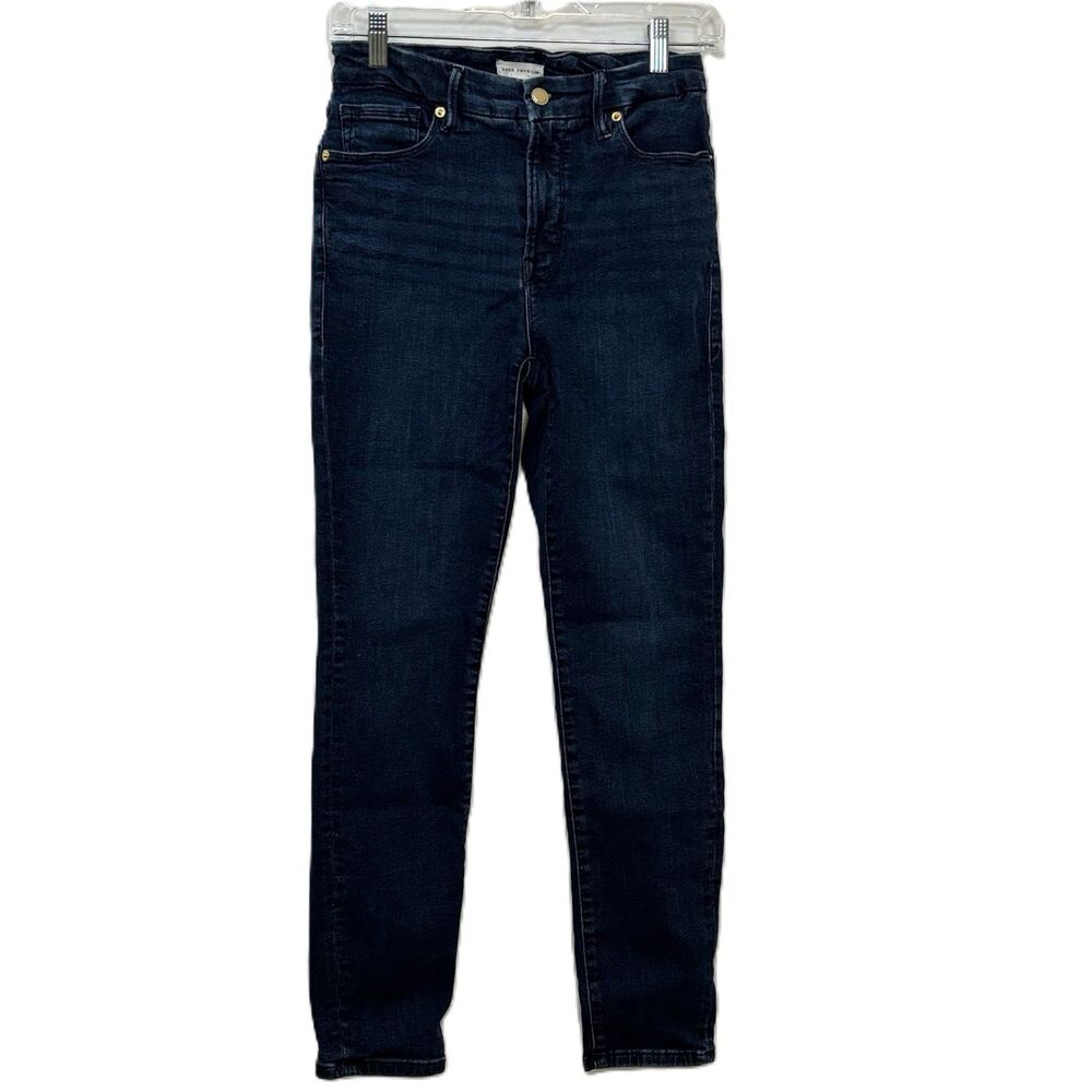 Good American Jeans Womens 6 28 Dark Wash Blue Denim Stretch Mid Rise GL873CET - Picture 2 of 9